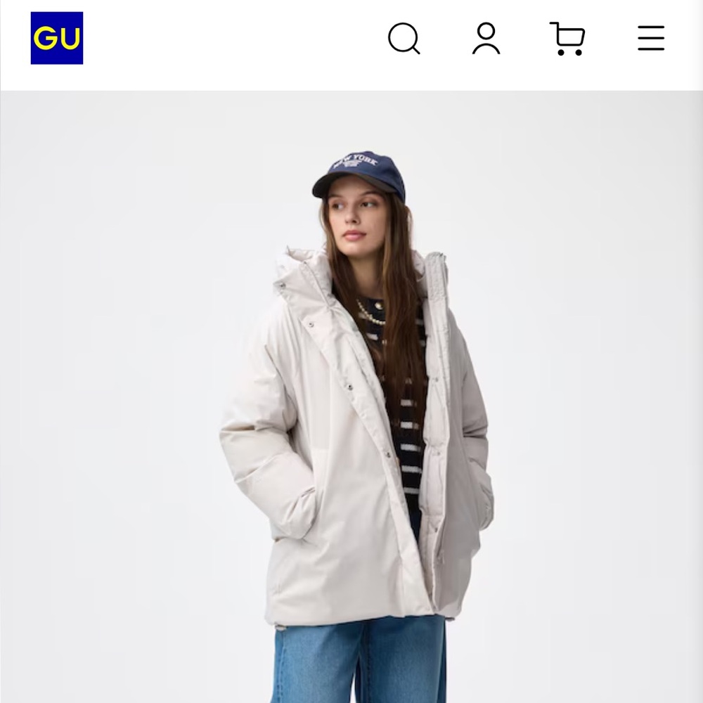 NWT GU WARM PADDED Stitchless Coat 30Natural color winter Puffer women L